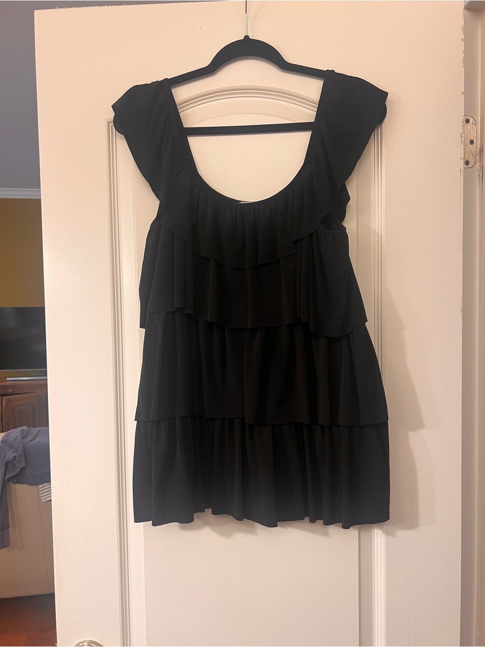 Michael Kors Black Tiered Ruffle Top - Medium